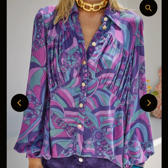 Nine Lives Bazaar - Edie Blouse in Berry Bang, size AU10 - Picture 5 of 14